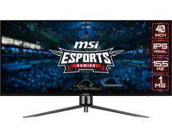 Монитор MSI MAG401QR Ultra Wide Gaming Monitor, 40", 1ms, 155Hz IPS, 3440x1440, AMD FreeSync Premium, HDR 400, KVM, Night Vision, RGB Mystic Light, 5-Way Navigator Joystick, Type-C(65W PD), DP(1.4a), 2xHDMI(2.0b), USB Hub, Tilt, VESA 100, Black, 10.3kg