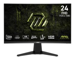 Монитор MSI MAG 245C X24 Gaming Monitor, 23.6", 1ms, 240Hz Curve 1500R VA, 1920x1080, AMD FreeSyncPremium, AI Vision, Console Mode, HDR Ready, 300nits AG, 1.07B, 3000:1, 100M:1, DP(1.2a), 2xHDMI(2.0b), Headphone out, Tilt, VESA 100, Black, 3.2kg