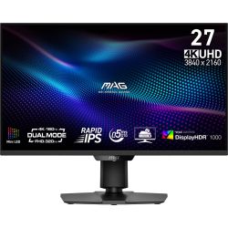 Монитор MSI MAG 274UPDF E16M Gaming Monitor, 27", 0.5ms, Dual Mode 320Hz and 4K 160Hz Rapid IPS with Mini-LED, 3840x2160, G-SYNC, AMD FreeSync Premium, AI Vision, Console Mode, HDR 1000, Type-C(15W PD), DP(1.4a), 2xHDMI(2.1), Pivot, Heigh Adj., VESA, Blac