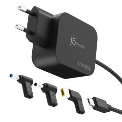 j5create Зарядно 67W GaN PD USB-C® Mini Charger с 4.5 mm 3 вида DC конвертора
