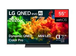 Телевизор LG 55QNED81B3A, 55" 4K QNED MiniLED Smart TV, 3840x2160, DVB-T2/C/S2, Alpha 7 AI Processor, HDR10/HLG, webOS 26 ThinQ, VRR/ALLM/HGiG, 4K Super Upscaling, WiFi 5, Bluetooth 5.3, AirPlay 2, SPDIF, LAN, CI, HDMI, AI Sound Pro, Google Cast, Motion B