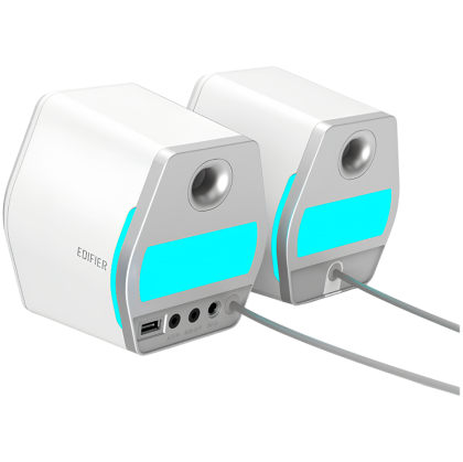 Edifier G2000 2.0 Audio System, BT V5.1, USB, AUX, 2.75-inch Drivers, RGB Lighting, 16W (RMS), White