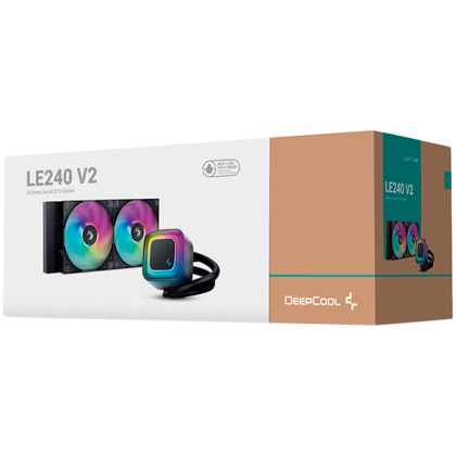 DeepCool LE240 V2, 240mm CPU Liquid Cooler, 2x120mm PWM ARGB Fans, ARGB block, Black, LGA1851/1700/1200/1151/1150/1155, AMD AM5/AM4, R-LE240-BKAMMC-G-2