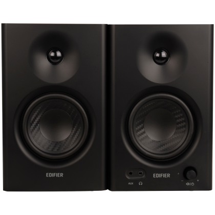 Edifier MR4 Active Studio Monitors, RCA, AUX, TRS, 1-inch Tweeters, 4-inch Woofers, 42W (RMS), Control Knob, Black