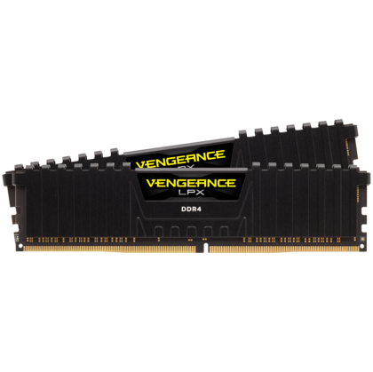 CORSAIR DDR4, 3200MHz 16GB 2x8GB DIMM, 16-18-18-36, SPD base 2666, XMP 2.0, Vengeance LPX Black Heatspreader, Black PCB, 1.35V, for Ryzen/AM4
