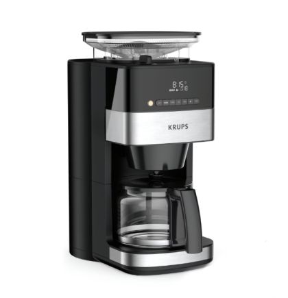 Кафемашина Krups KM832810 Grind & Brew, metalic grinder, 3 grinding settings, digital display, timer, 1.25L