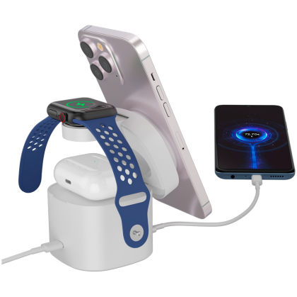 Canyon 4 in 1 Wireless Charging Stand, 30W max, Size: 70x70x70.3mm, weight: 414g, with 65W charger and 1M cable, white