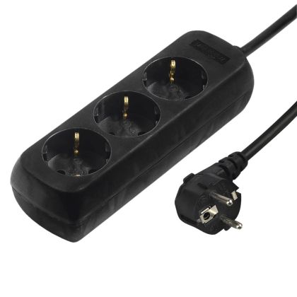 Hama 3-Way Power Strip, with Incr. Touch Protect., 1.4 m, black