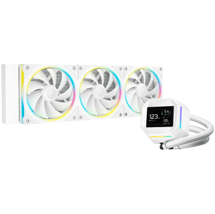 DeepCool LM360 WH, 360mm CPU Liquid Cooler, 2.4" LCD screen, 3x120mm FL12 SE ARGB PWM Fans, Fluid Dynamic Bearing, White, Intel LGA1851/1700/1200/1151/1150/1155, AMD AM5/AM4, R-LM360-WHDMMC-1, 3Y