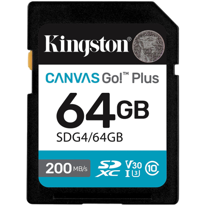 KINGSTON 64GB SDXC Canvas Go Plus Gen4 200MB/s C10 UHS-I U3 V30