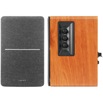 Edifier R1280DBs 2.0 Bookshelf Speakers, BT V5.1, Optical, Coaxial, RCA, 0.5-inch Tweeters, 4-inch Drivers, Sub-Out, 42W (RMS), Control Knobs and Remote Control, Brown