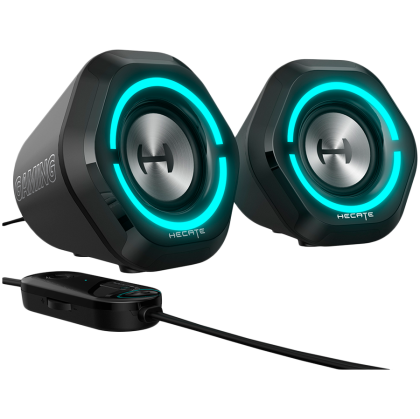 Edifier G1000 2.0 Audio System, BT V5.3, USB, AUX, 2.5-inch Drivers, RGB Lighting, 5W (RMS), Black