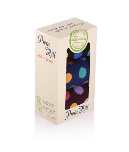 Кутия с 3 чифта Бамбукови чорапи на Точки - Черен, Тъмносин, Бордо