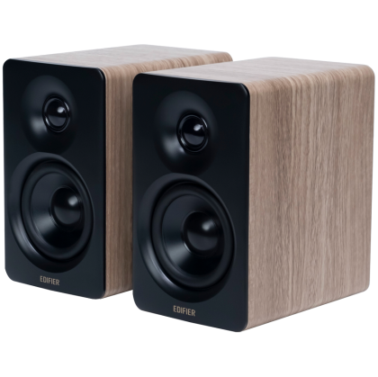 Edifier M60 Bookshelf Speakers, Bluetooth V5.3 (Hi-Res & Hi-Res Wireless), USB-C and 3.5 mm AUX inputs, 1-inch silk-dome tweeters  3-inch long-throw aluminum diaphragm mid-low drivers, 66 W (RMS), touch panel controls, Classic Oak