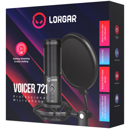 LORGAR Voicer 721, Gaming Microphone, Black