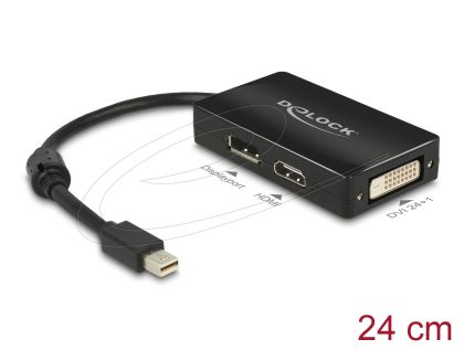 Адаптер Delock mini DisplayPort 1.1 мъжко към DisplayPort / HDMI / DVI женско black