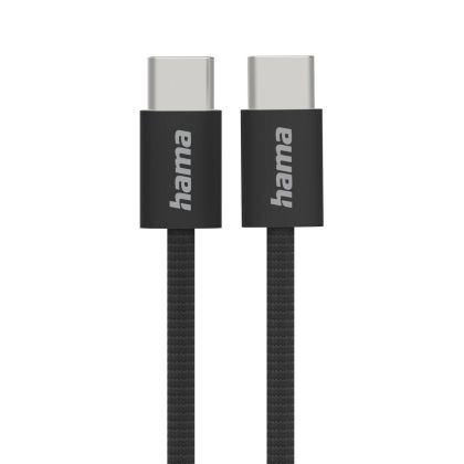 HAMA Кабел за зареждане "Fabric", USB-C - USB-C, 1 m, Nylon, черен