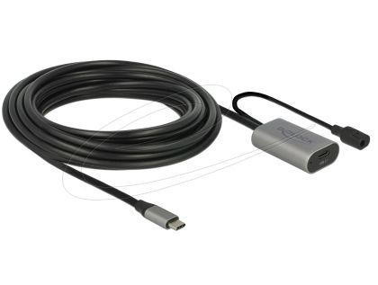 Delock Кабел активен удължителен USB-C към USB-C женско , 5m, (доп. DC захранващ сокет за опцион. захр.)