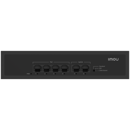 Imou 6-port 100M unmanaged PoE Switch, 4x PoE 10/100, 2x uplink 10/100, 45W total power, up to 250m PoE, 4KV lighting Protection, 802.3af/at,