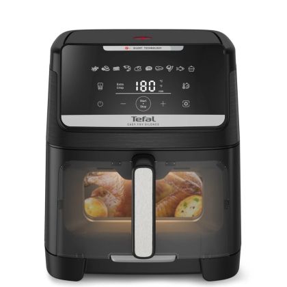 Уред за здравословно готвене Tefal EY8468E0 Easy Fry Silence XXL VISION, black, 7L (2kg, 8 portions), 1800W, dual zones, detachable front, 10 automatic programs 