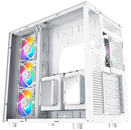 Aquarius Pro Arctic EN49424 White, ATX/M-ATX/Mini ITX, USB3.0x2+USB2.0x2+Type C , Front & Left TG, 7PCS X24A & Galaxy II Fan Control Kit