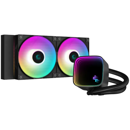 DeepCool LS520 SE, 240mm CPU Liquid Cooler, 2x120mm FC120 ARGB PWM Fans, ARGB Infinity Mirror,  LGA 1700/1200/1151/1150/1155, AMD AM5/AM4, 5Y, R-LS520-BKAMMM-G-1