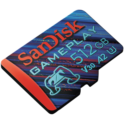 SANDISK GamePlay microSDXC UHS-I Card, 512GB Gaming microSDXC, 190MB/s, 130MB/s W, UHS-I, V30, U3, C10, no JC, RPD1, 4x6 Blister