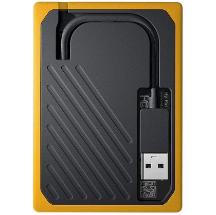 WD 1TB My Passport Go - Portable SSD, up to 400MB/s, 2-meter drop protection - Black w/ Amber trim