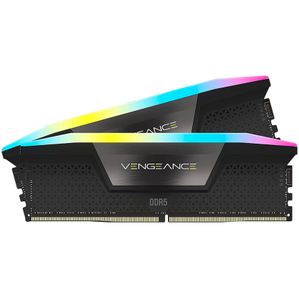 CORSAIR DDR5, 5200MT/s 32GB 2x16GB DIMM, 40-40-40-77, XMP 3.0, VENGEANCE RGB DDR5 Black Heatspreader, RGB LED, 1.25V