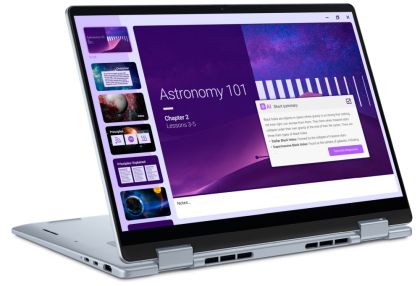 Лаптоп Dell 14 Plus 2-in-1 DB04250, Intel Ultra 7 256V (47 TOPS NPU, 8 cores, up to 4.8 GHz), 14" 16:10 FHD+(1920x1200) Touch 300nits WVA AG, 16GB, LPDDR5X, 8533MT/s (onboard), 1TB M.2 SSD PCIe, Intel Arc, FHD RGB and Mic, Wi-Fi 7, FPR, Backlit Kb, Win 11