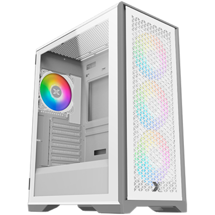 LUX S Arctic EN48298 White, ATX/M-ATX/Mini ITX, U3x1+U2x2, Metal Vents FP & Left TG, 4PCS X24A Arctic Fan & Galaxy II Arctic Fan Control Kit