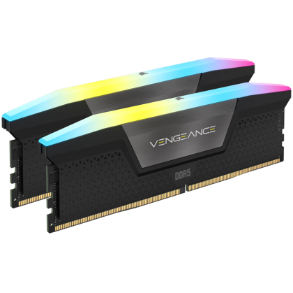 CORSAIR DDR5, 5600MT/s 32GB 2x16GB DIMM, 40-40-40-77, XMP 3.0, VENGEANCE RGB DDR5 Black Heatspreader, RGB LED, 1.25V
