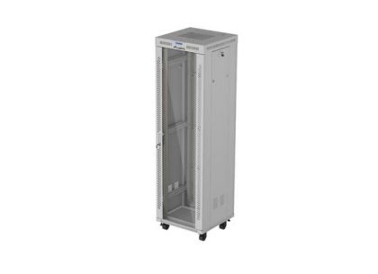 Комуникационен шкаф Lanberg Rack Cabinet 19" Free-Standing 42U/600X600 (FlAT Pack) With Glass Door LCD Grey V2