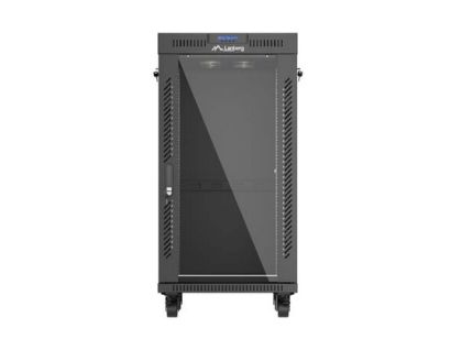 Комуникационен шкаф Lanberg Rack Cabinet 19" Free-Standing 22U/600X600 (FlAT Pack) With Glass Door LCD Black V2