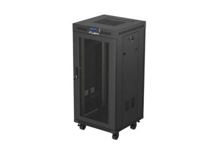 Комуникационен шкаф Lanberg Rack Cabinet 19" Free-Standing 24U/600X600 (FlAT Pack) With Mesh Door LCD Black V2
