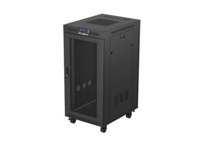 Комуникационен шкаф Lanberg Rack Cabinet 19" Free-Standing 24U/600X800 (FlAT Pack) With Mesh Door LCD Black V2