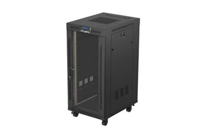 Комуникационен шкаф Lanberg Rack Cabinet 19" Free-Standing 24U/600X800 (FlAT Pack) With Glass Door LCD Black V2