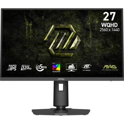 Монитор MSI MAG 274QPF X32 Gaming Monitor, 27", 0.5ms, 320Hz Rapid IPS, 2560x1440, G-SYNC, AMD FreeSync Premium, AI Vision, Console Mode, HDR400, 300nits AG, 1.07B, 1000:1, 100M:1, DP(1.4a), 2xHDMI(2.1), Headphone out, Pivot, Heigh Adj., VESA 100, Black, 