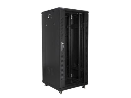 Комуникационен шкаф Lanberg rack cabinet 19" free-standing 27U / 600x600 self-assembly flat pack, black