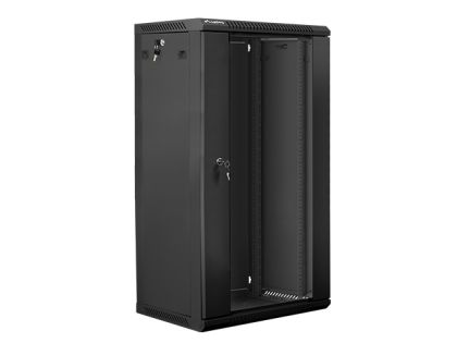 Комуникационен шкаф Lanberg rack cabinet 19" wall-mount 22U / 600x450 for self-assembly (flat pack), black
