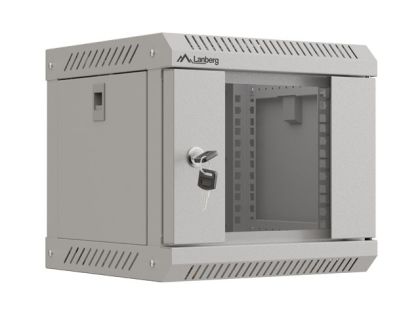 Комуникационен шкаф Lanberg rack cabinet 10" wall-mount 4U/300x300 (flat pack) with glass door grey