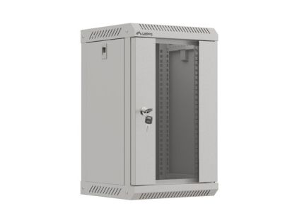 Комуникационен шкаф Lanberg rack cabinet 10" wall-mount 9U/300x300 (flat pack) with glass door grey