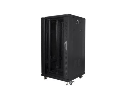 Комуникационен шкаф Lanberg rack cabinet 19" free-standing 22U/600x600 (flat pack) black