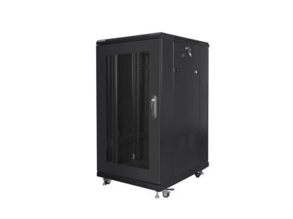 Комуникационен шкаф Lanberg rack cabinet 19" free-standing 22U/600x800 (flat pack) with mesh door black