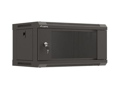 Комуникационен шкаф Lanberg rack cabinet 19" wall-mount 4U/540x350 (flat pack) with glass door black