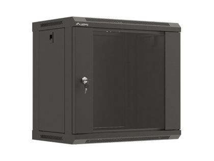 Комуникационен шкаф Lanberg rack cabinet 19" wall-mount 9U/540x350 (flat pack) with glass door black