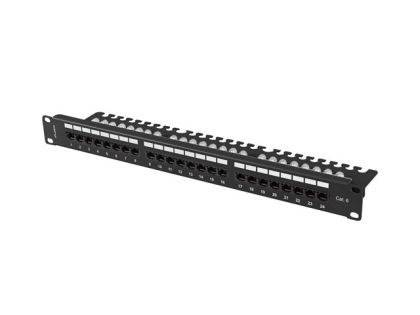 Пач панел Lanberg patch panel 24 port 1U 19" CAT.6 utp with cable organizer black