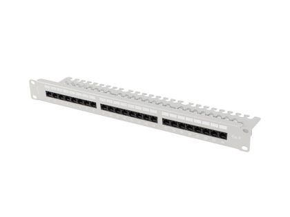 Пач панел Lanberg patch panel 24 port 1U 19" CAT.6 utp with cable organizer grey