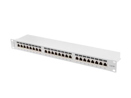 Пач панел Lanberg patch panel 24 port 1U 19" CAT.6a ftp with cable organizer shielded grey