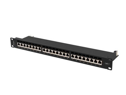 Пач панел Lanberg patch panel 24 port 1U 19" CAT.7 ftp with cable organizer shielded black